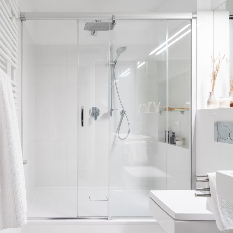 Corner Shower with Frameless Glass